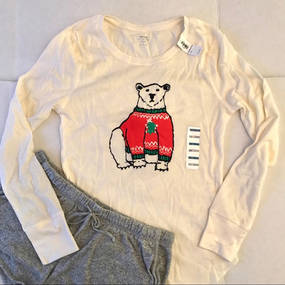 Old Navy l T-Shirt Thermal Long Sleeve Cream